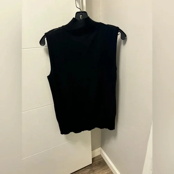 Cable & Gauge sleeveless mock turtleneck XL Black Knit Sequins - Picture 3 of 3